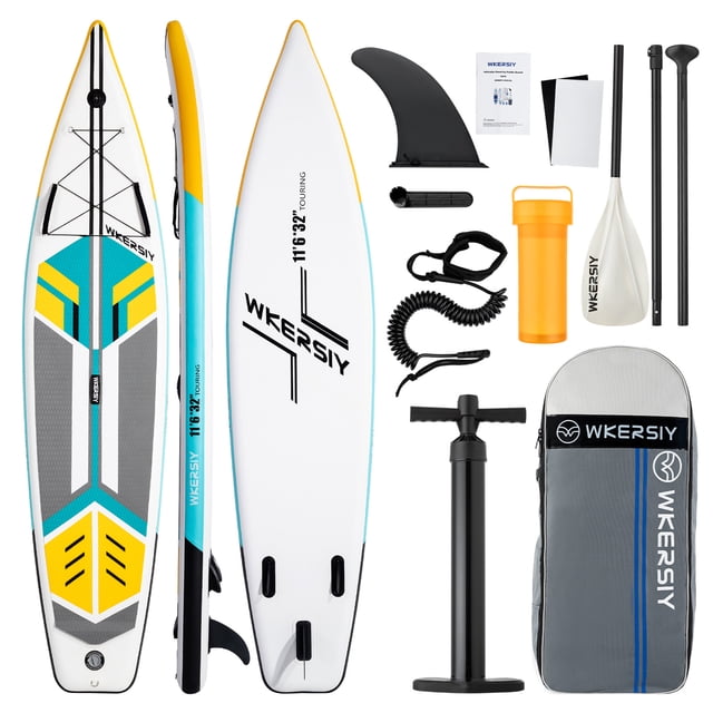 Riwcyla Inflatable Paddleboard Board 6 Inch Thick Surfboard Surf Set with Paddleboard Surf Fin Coiled Leash Inflator Pump and Carry Bag