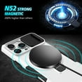 thumbnail image 2 of Dteck Magnetic Case for iPhone 16,Shockproof Silicone Case Compatible with MagSafe Slide Lens Protectio Ring Holder Kickstand Cover for iPhone 16,White, 2 of 10