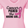 thumbnail image 4 of Inktastic Breast Cancer Awareness Cancer Picked the Wrong Girl Women's V-Neck T-Shirt, 4 of 5