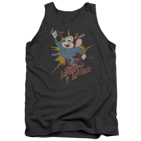 Mighty Mouse Break Through Adult Tank Top Charcoal