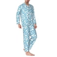 thumbnail image 2 of Wukai Blue Snake Men's Long-Sleeve Pajama Set - Comfortable Sleepwear with Button-Down Shirt and Pants-X-Large, 2 of 6