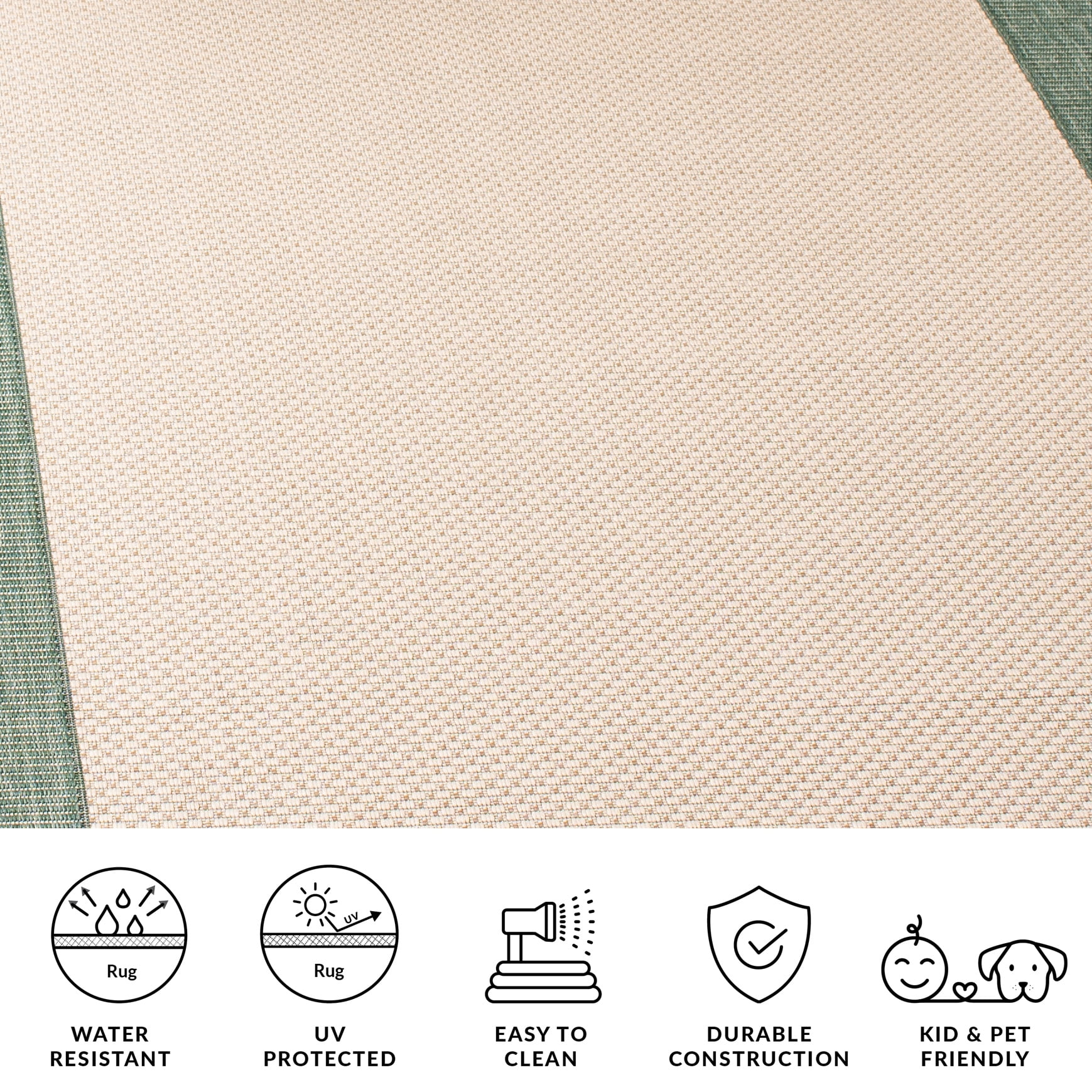 Safavieh Courtyard Justine Bordered Indoor/Outdoor Area Rug, Beige/Dark Green, 10' x 14'