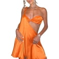 thumbnail image 3 of Liacowi Women Summer Mini Dress Solid Color One Shoulder Wrap Hollow-Out Dress Casual Dress, 3 of 9