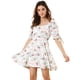 thumbnail image 1 of Mini Vestido Acampanado Ajustado Manga De Soplo Escote Corazón Floral Para Mujer Blanco M, 1 of 6