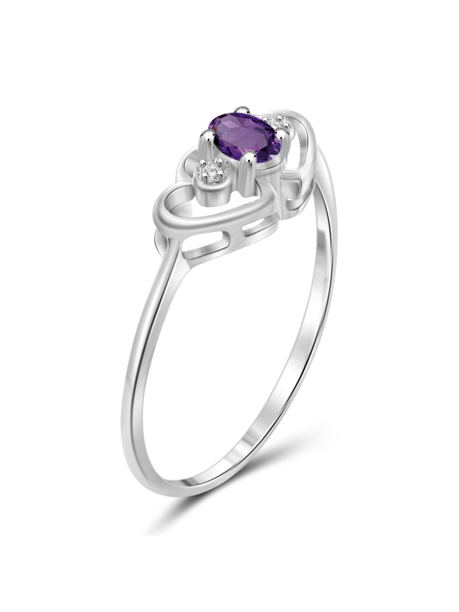 JewelersClub Amethyst Ring Birthstone Jewelry – 0.15 Carat Amethyst 0.925 Sterling Silver Ring Jewelry with White Diamond Accent – Gemstone Rings with Hypoallergenic 0.925 Sterling Silver Band - image 4 of 4