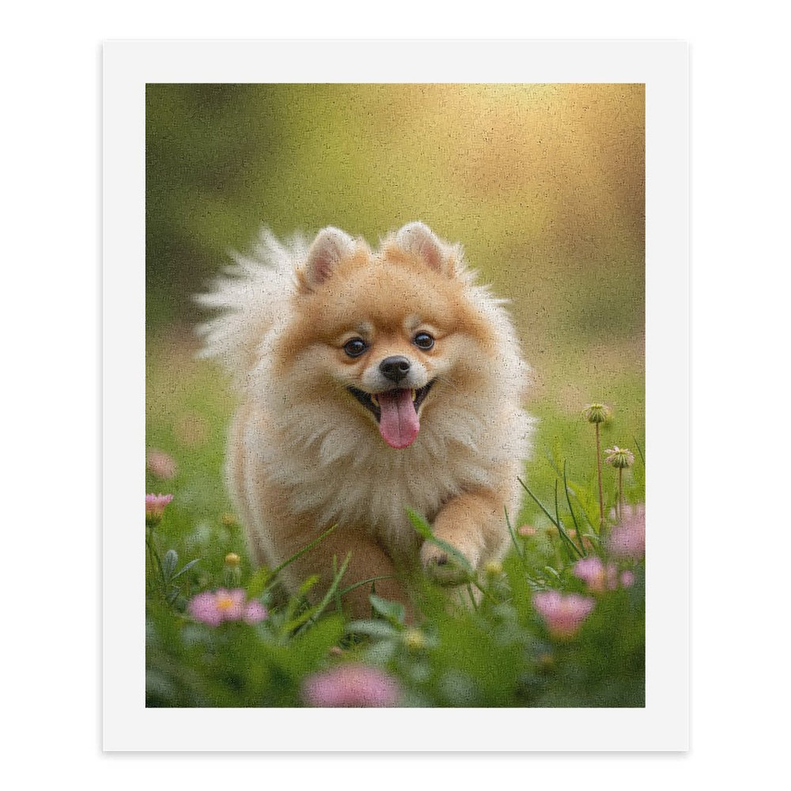 Paint by Numbers Kit for Adults, Pomeranian Puppy Meadow Sunshine Paint by Numbers, Easy Paint by Numbers Kit for Adults Beginner, DIY Adult Paint by Number Kits on Canvas, Home Decor
