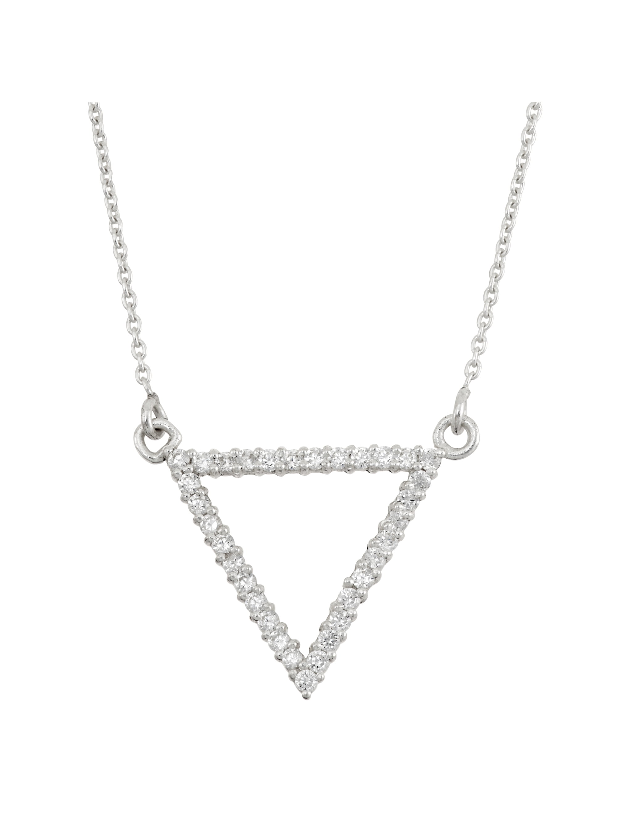 White CZ Sterling Silver Open Triangle 