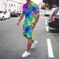 thumbnail image 2 of MKLEKYY Conjunto Deportivo Informal Corto Para Mujer Y Hombre, Ideal Para Vacaciones Y Fitness, Con Mangas Cortas Y Pantalones Cortos, Ideal Para Actividades De Primavera, Verano Y Otoño., 2 of 5