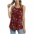 thumbnail image 2 of Summer Sale sovlvnd Womens Over Size Loose Comfy Tee Blouse Women's Summer Casual Sleeveless Blouse Crewneck Tops Floral Printed T-Shirt Vest For Women Leggings Pleated Blouse, 2 of 6