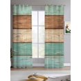 thumbnail image 2 of Farmhouse Teal Blue Brown Sheer Curtains 84 Inch Length 2 Panels Set for Living Room/Bedroom, Vintage Wooden Striped Kitchen Curtains Grommet Semi-Sheer Curtains Drapes Window Treatments 42"x84"x2, 2 of 7