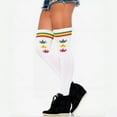 thumbnail image 4 of Over Knen Leg Warmer Fashion Design Cotton Thigh High Stockings Cosplay Socks - 6 Pairs Combo (Rasta Marijuana Weed, White), 4 of 5