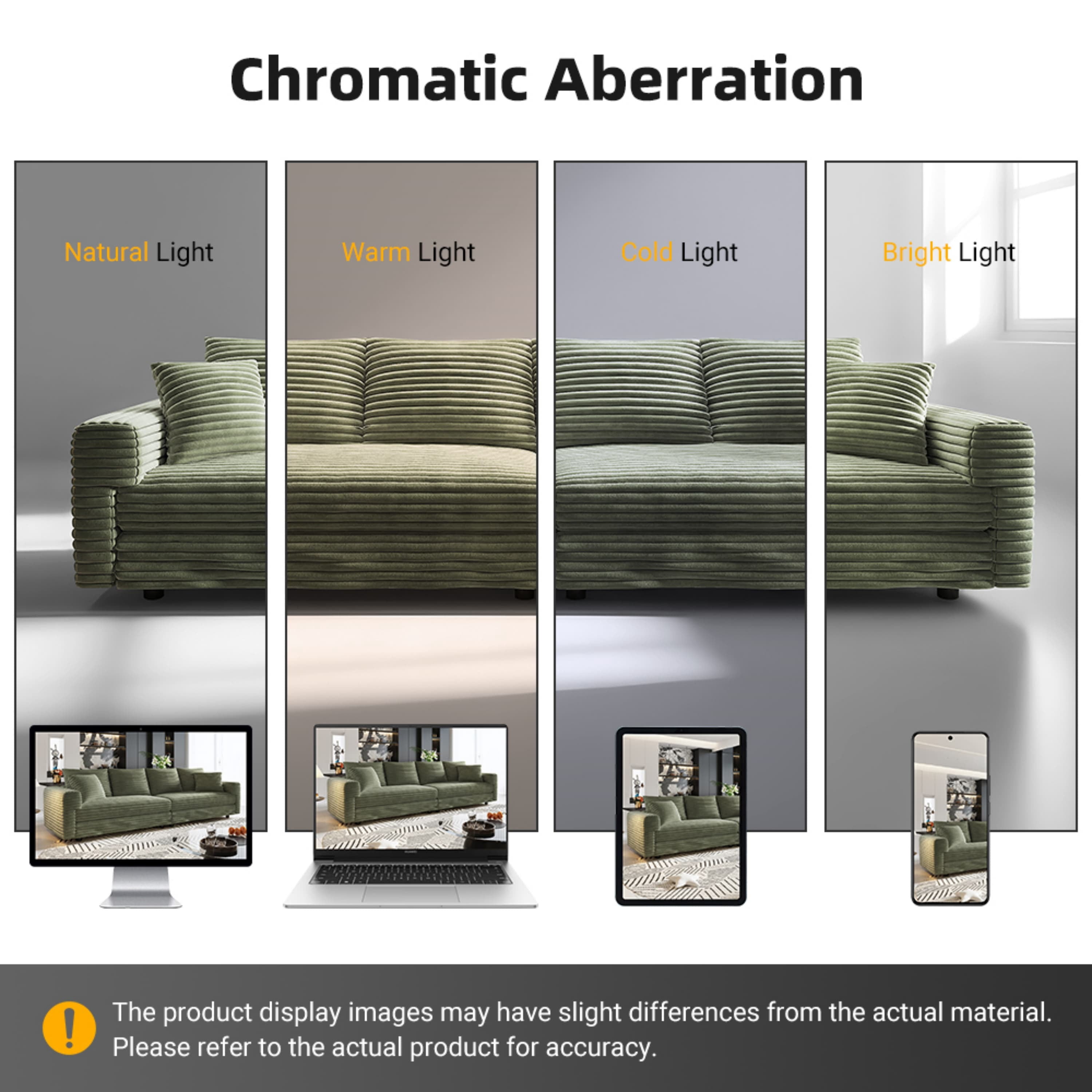 Alvantor 4-Seat Sofa with 2 Movable Ottomans 102" W Corduroy Upholstered Deep Seat Couches U Shaped Convertible Chaise for Living Room, Apartment Green