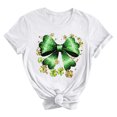 thumbnail image 5 of Craaazy Women's Short Sleeve Shirts Bow Shamrock Printed Round Neck Tops Gifts, 5 of 5
