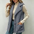 thumbnail image 2 of LUVDA Fleece Lapel Vest for Women - Button Up Sleeveless Warm Jacket with Pockets for Casual Outdoor Fall Winter Layering, 2 of 7