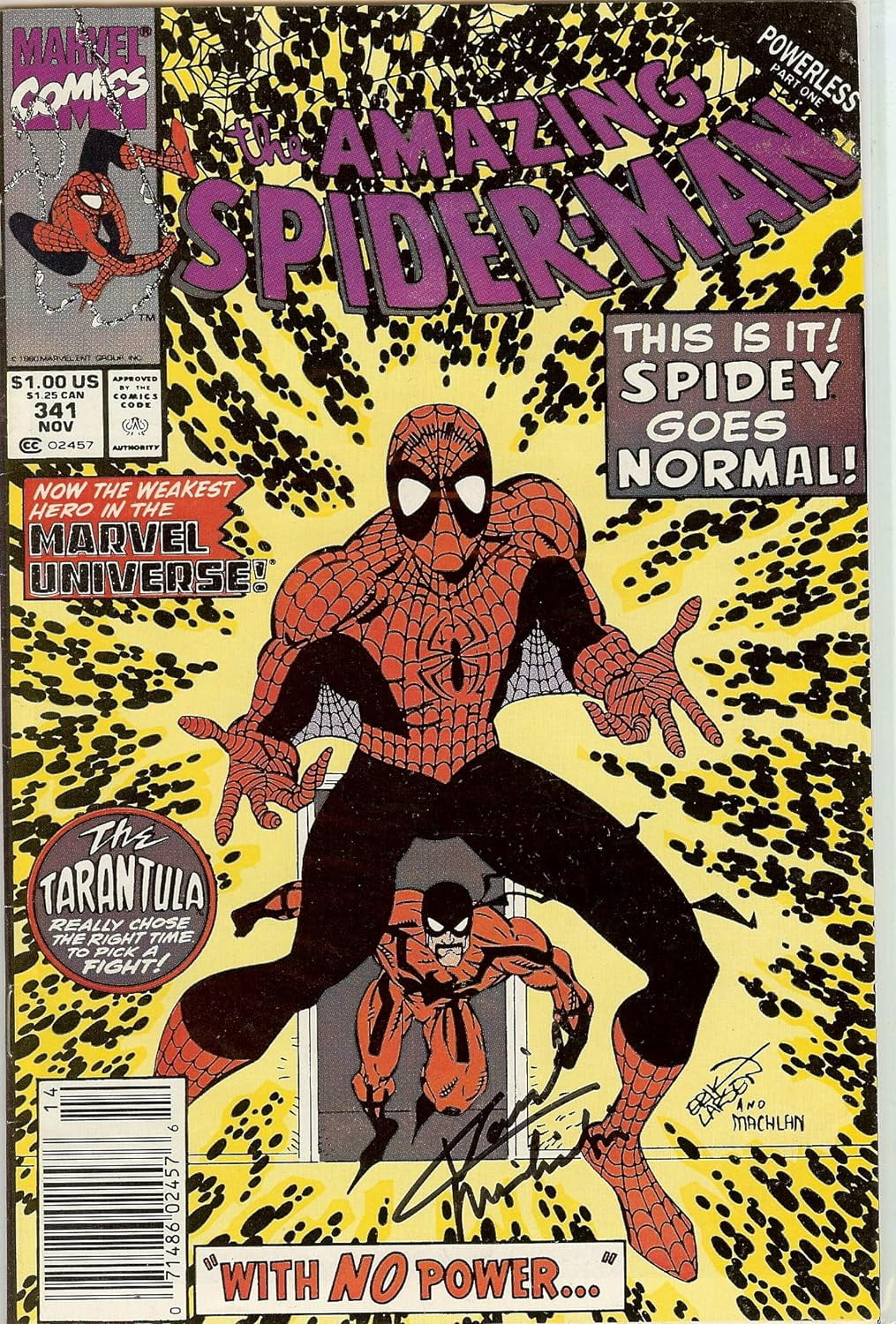 Amazing Spider-Man #341 Signed David Michelinie NM