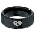 thumbnail image 2 of Tungsten Trail Paw Prints Heart Shaped Band Ring 8mm Men Women Comfort Fit Black Beveled Edge Polished, 2 of 4