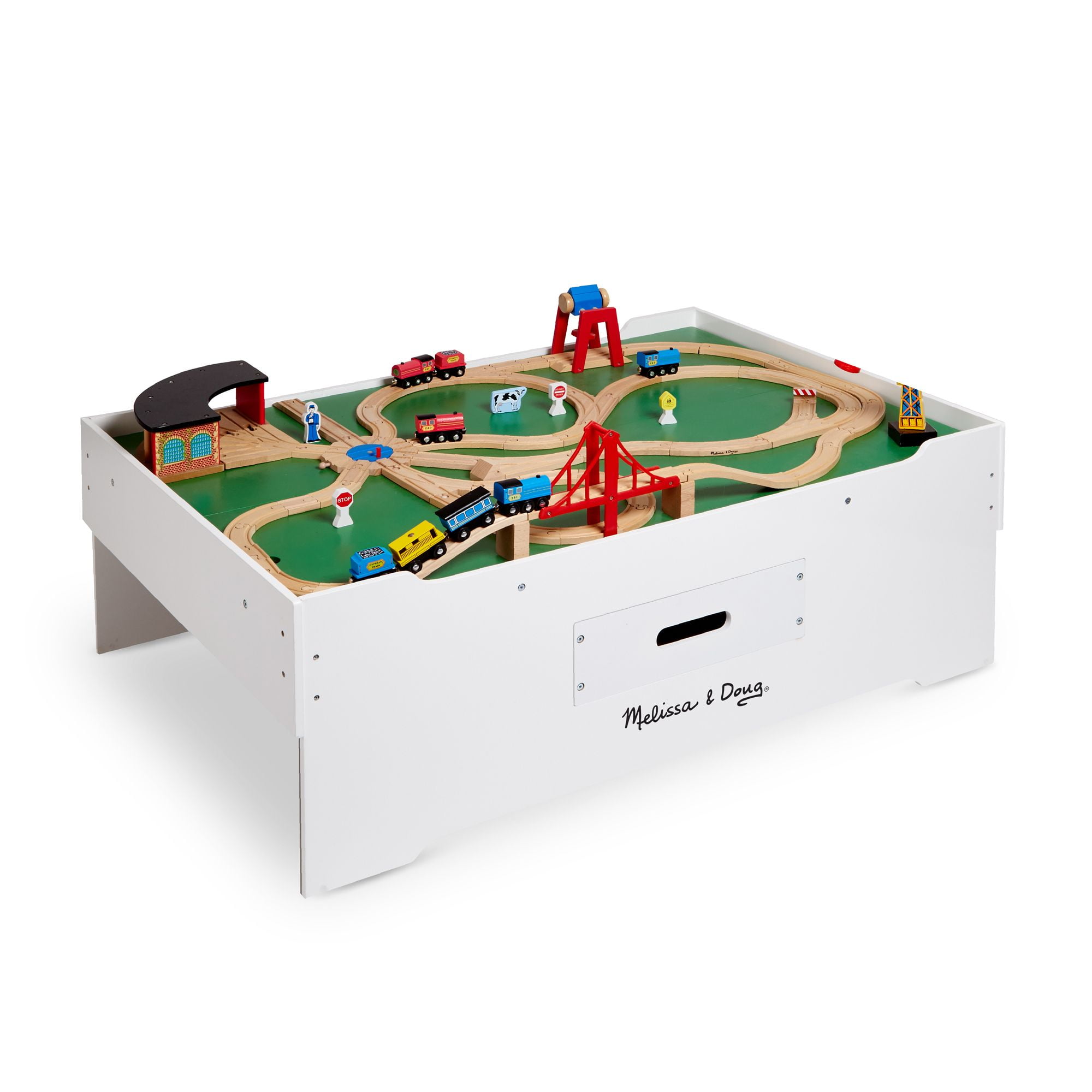 melissa & doug swivel bridge train set