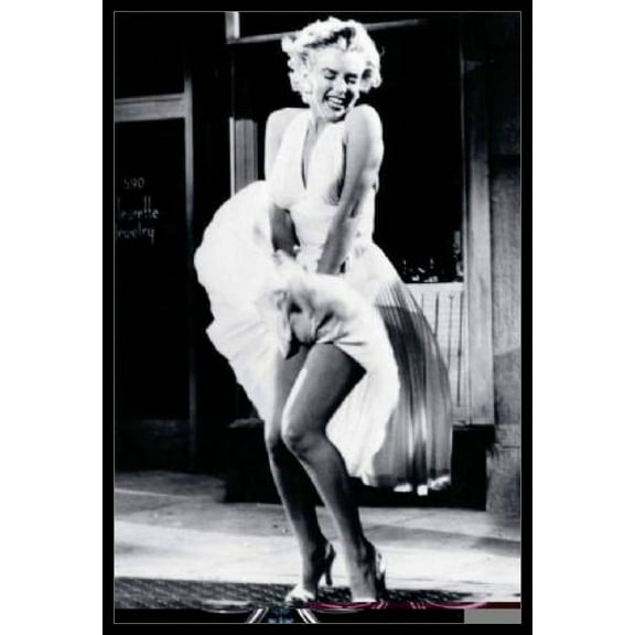 Marilyn Monroe White Dress Laminated & Framed Poster (24 x 36)