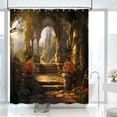 thumbnail image 3 of Castle Shower Curtain Retro Mid Century Castle Forest Shower Curtain Fairy Tale World Scenery Magic Tree Hole Fairyland Nature Landscape Bathroom Decor Set with 12 Hooks 72x72 Inches, 3 of 5