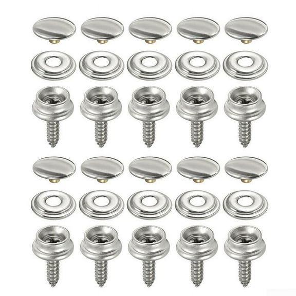 30PCS Snap Fastener Stainless Canvas Caps Screw Kit For Tent Boat Marine