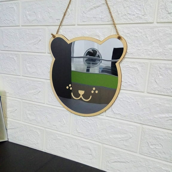 Masteelf Acrylic Wall Mirror Wooden Frame Hanging Mirror in the Shape of Bear