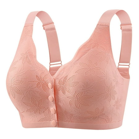 Xiaoxatg Women s Solid Color Lace Pattern Front Buckle Non Underwire Tank Top Bra Seamless Sports Bras