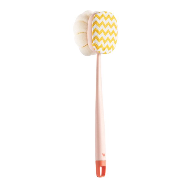 Cepillo corporal de ducha de doble cara, cepillo corporal portátil con mango largo