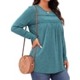 thumbnail image 4 of WellSize Plus Size Women Blouses Lace Long Sleeve Boho Tops Crew Neck Fall Shirts Trendy Tunic Blouses, 4 of 9