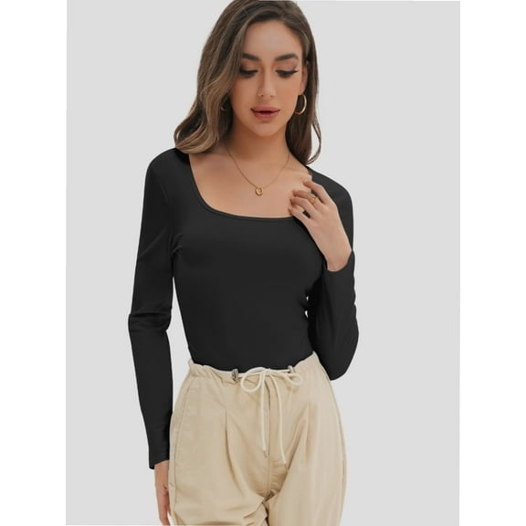 Womens Long Sleeve Shirts Crop Tops Going Out Basics Tees Clothes