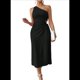thumbnail image 1 of Vestido de Verano Midi Sin Mangas con Abertura Alta y un Hombro Descubierto para Mujer, Negro, Talla L, 1 of 7