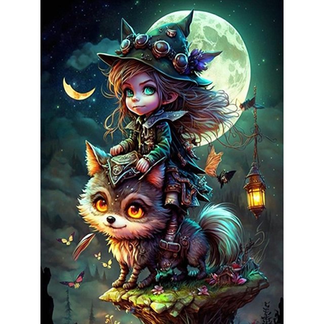 Pintura de diamante 5D DIY Kit de bruja de taladro cuadrado completo decoración del hogar arte artesanal FLhrweasw Nuevo