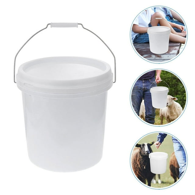 Bamboohart 1Pcs White Plastic Bucket With Handle And Lid For Household Garage Organization Art Crafts Projects 5L