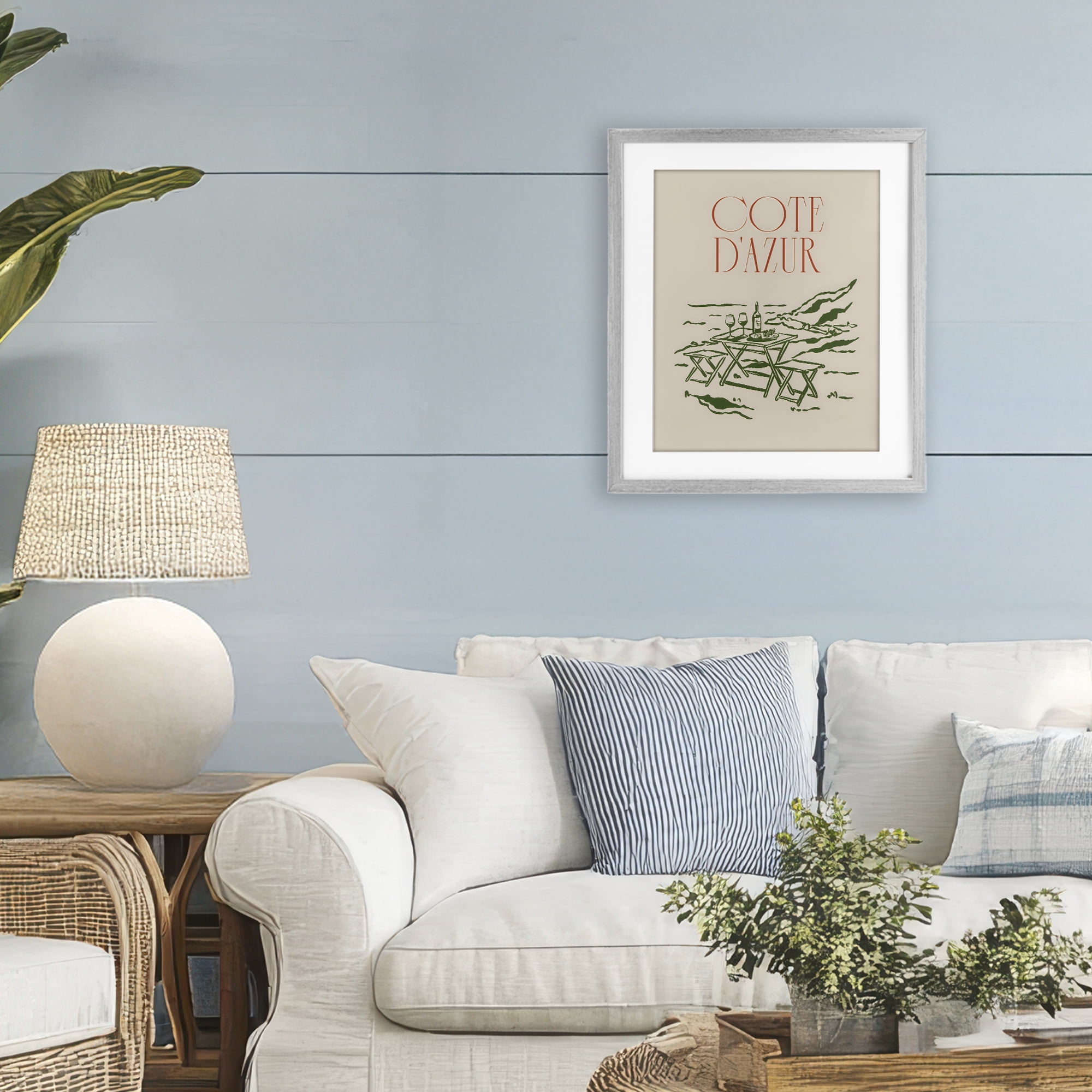 Stupell Industries Seaside Wine Picnic Gray Framed Print Under Glass, design by The Prints Vibe