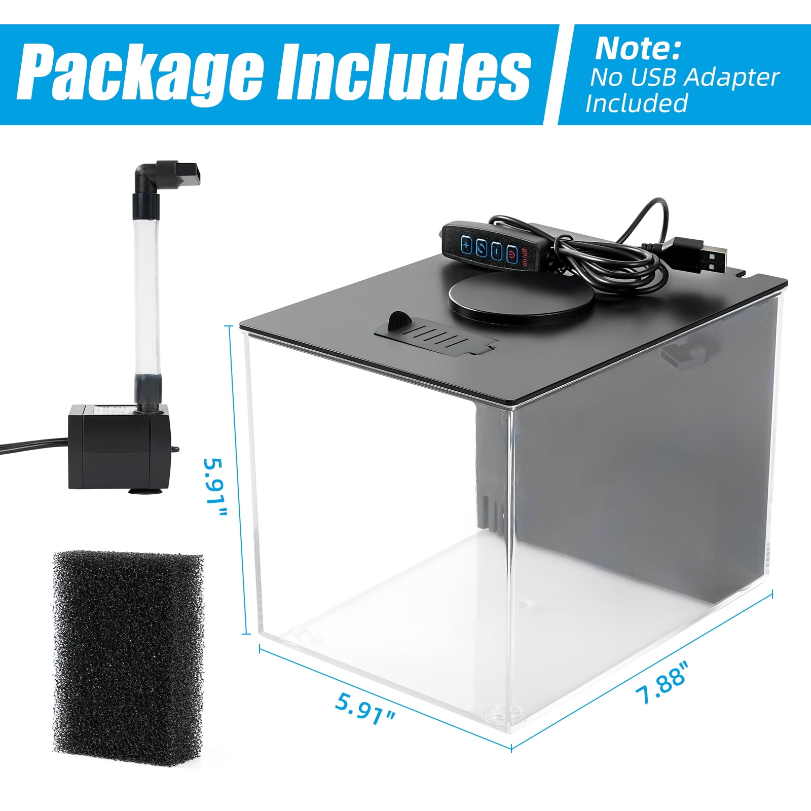 Aquaneat AQUANEAT Fish Tank, 1 Gallon Betta Fish Tank, Small Aquarium Kit with LED Light and Water Filter Pump