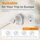 thumbnail image 5 of Adaptador de enchufe de viaje TESSAN de EE. UU. a Europa con 3 puertos USB, 5 of 6