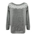thumbnail image 4 of VISALY Isle Sweater Top Fall Winter Clothes Knitted Pullover Cropped Sweater Vintage Oversized Sweaters Crew Neck Sweaters for Women Trendy Work Outfits Soft-Touch Basic Sweater Tops Grey 4XL, 4 of 4