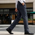 thumbnail image 6 of Hinvhai Mens Casual Chino Pants Elastic Waist Lightweight Trousers Classic-Fit Business Dress Pants with Pockets Navy M(M), 6 of 9