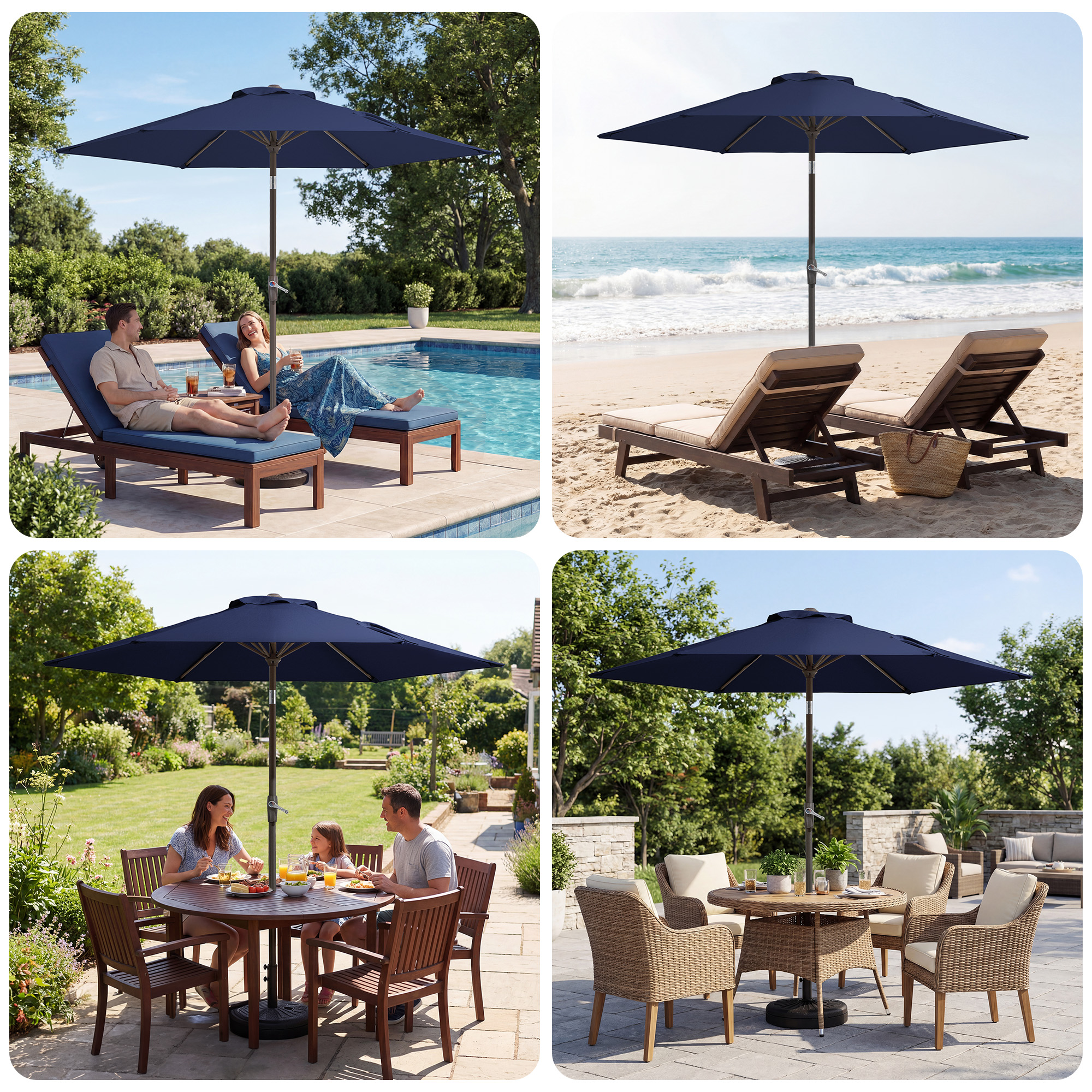 Napwant 7.5 Ft Patio Umbrella Navy Blue With Crank photo 2
