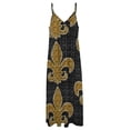 thumbnail image 6 of Black And Gold Fleur De Lis Sleeveless Dress Loose Women's Dress Dresses Luxury Evening Dresses, 6 of 9