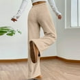 thumbnail image 6 of Women's Fuzzy Lounge Pants Comfy Warm Fleece Pajama Long Pants Drawstring Elastic Waist Wide Leg Bottoms Beige L, 6 of 7