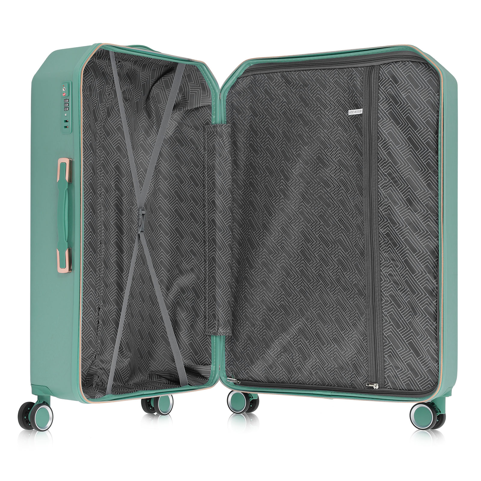 Luggage 3-Pieces Set PC+ABS Durable Suitcase Sets Rose Gold 20"24"28"