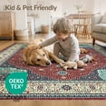 thumbnail image 4 of ODIKA 5'x7' Washable Area Rug Bathroom Way Abstract Mosaic Vintage Distressed Framework Stairs for Guest Room, Lounge, Apartment, Non-Slip Low Profile, Stain Resistant, 4 of 7