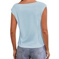 thumbnail image 4 of Summer Short Sleeve Solid Color Women Square Neckline Casual Tee Tank Shirt, 4 of 4