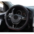 thumbnail image 3 of Funda para volante tipo D - Protector de volante de coche de fondo plano para hombres y mujeres - Diámetro en forma de corte D 38 cm (15 ") Cuero de PU Negro, 3 of 5