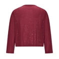 thumbnail image 6 of YOUYEDIAN Teen Girls Sequin Cardigan Jackets Kids Open Front Sparkly Long Sleeve Crop Tops Shiny Bling Dressy Casual Holiday Party Outfits (Wine, 6-7 Years), 6 of 7