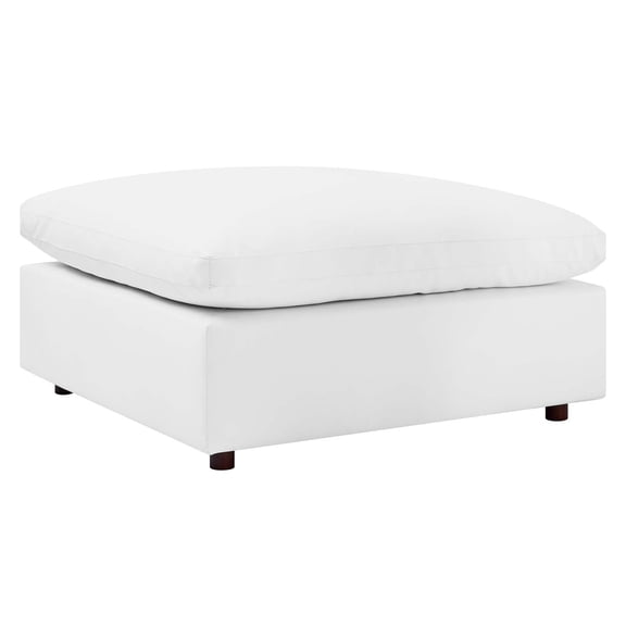 Modway Commix Down Filled Overstuffed Vegan Leather Ottoman in White