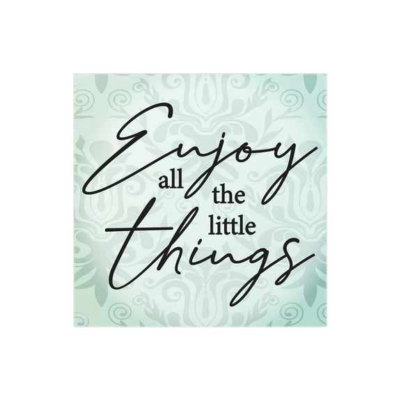 Enjoy Little Things Mint Scroll 12 x 12 Wood Wall Sign Plaque