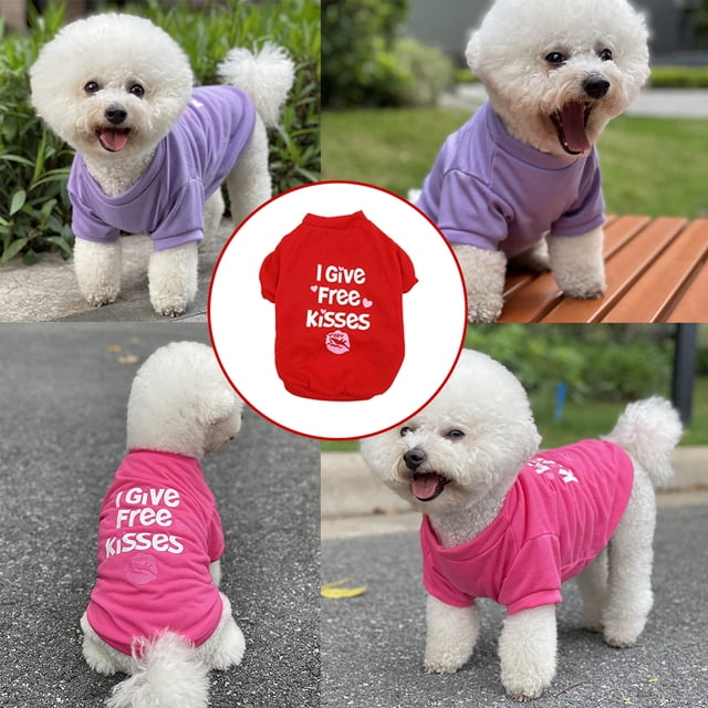 Pets Clothes Pet Coats Cotton Smooth Dog Jacket Dogs Sweatshirt Vest Pets Clothes Shirts Fashionable Puppy Pullover Printed Letters Colorful Doggie Vest Red L