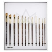 Kingart Finesse, Kolinsky Sable Synthetic Brown Premium Watercolor Artist Brushes, 12/Set, All Ages