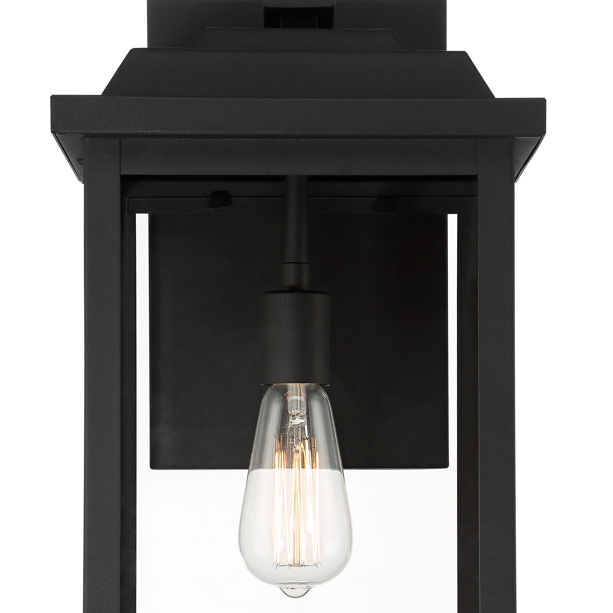 John Timberland Eastcrest Modern Outdoor Wall Light Fixtures Set of 2 Textured Black Metal 20 1/2" Clear Glass for Post Exterior Barn Deck